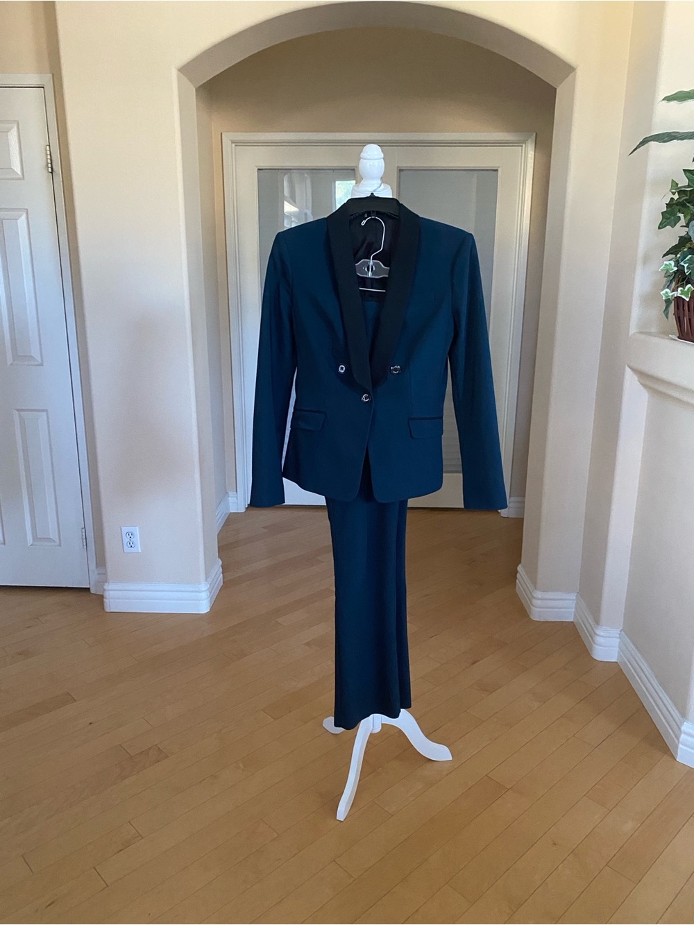 Express Dark Teal Tuxedo Style Blazer and Pants Set